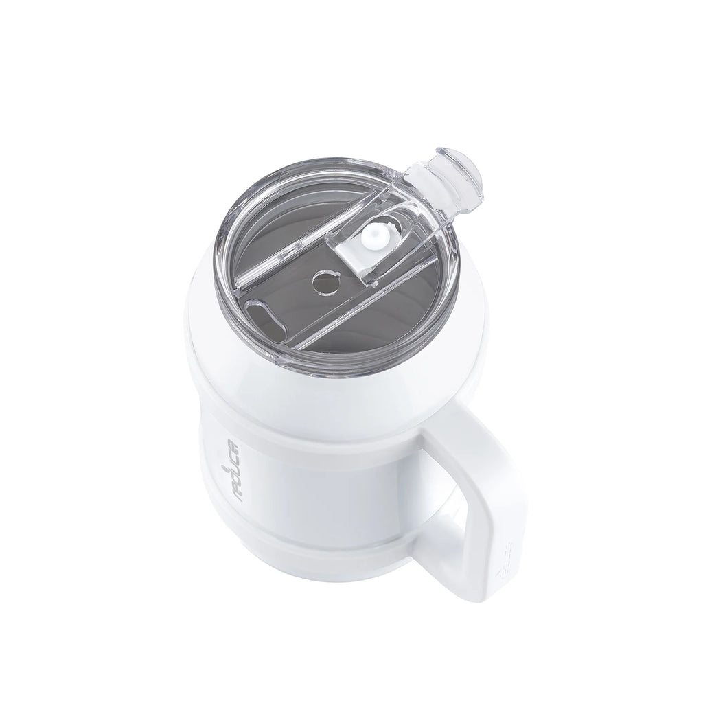 White 50 fl oz Vacuum Insulated Stainless Steel Mug with Lid and Straw I67009