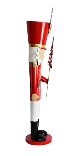 Red Christmas Metal Nutcracker Soldier Ornament on Stand W283538