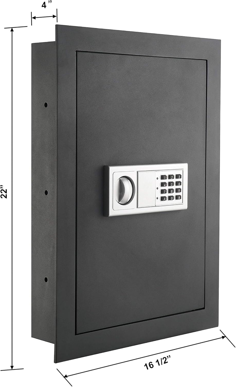 Dark Gray Electronic Flat Wall Safe Box with Digital Keypad and 2 Manual Override Keys C193634