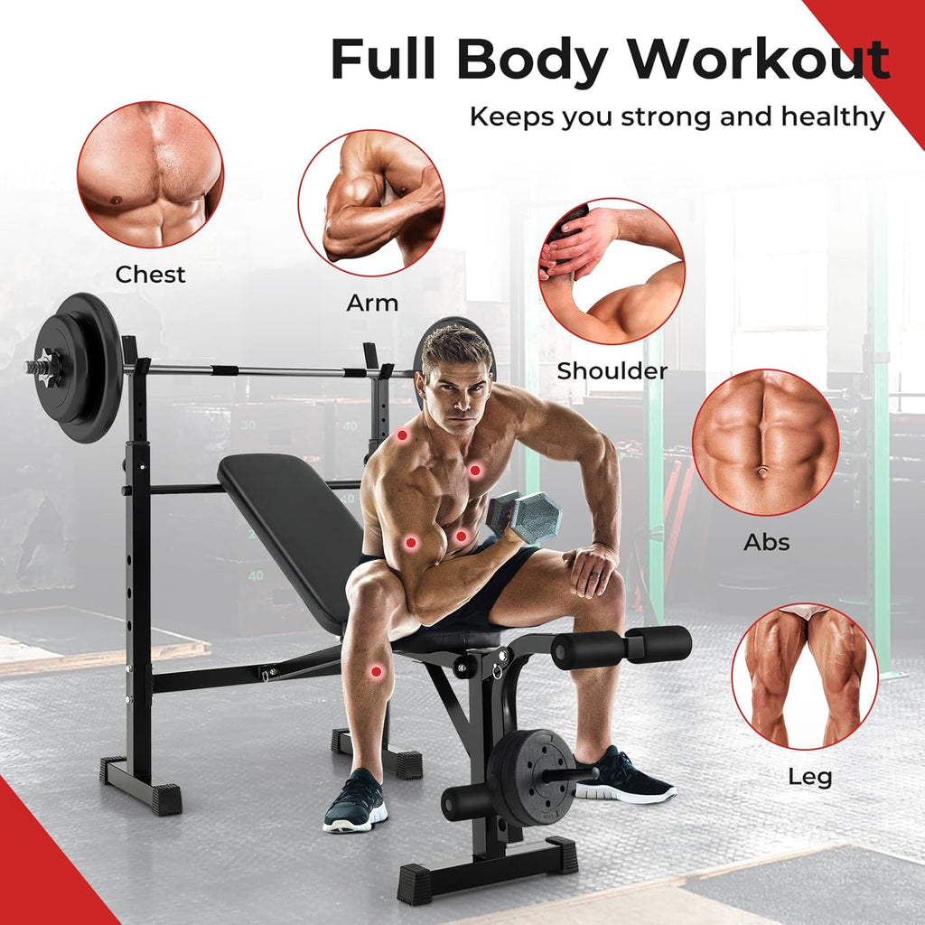 Adjustable Weight Bench with Squat Racks Y2453