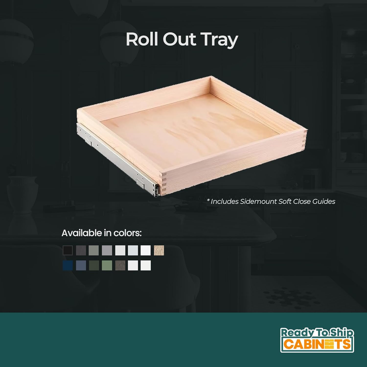 36W x 4H inch Slim Off White Shaker Roll Out Tray A976