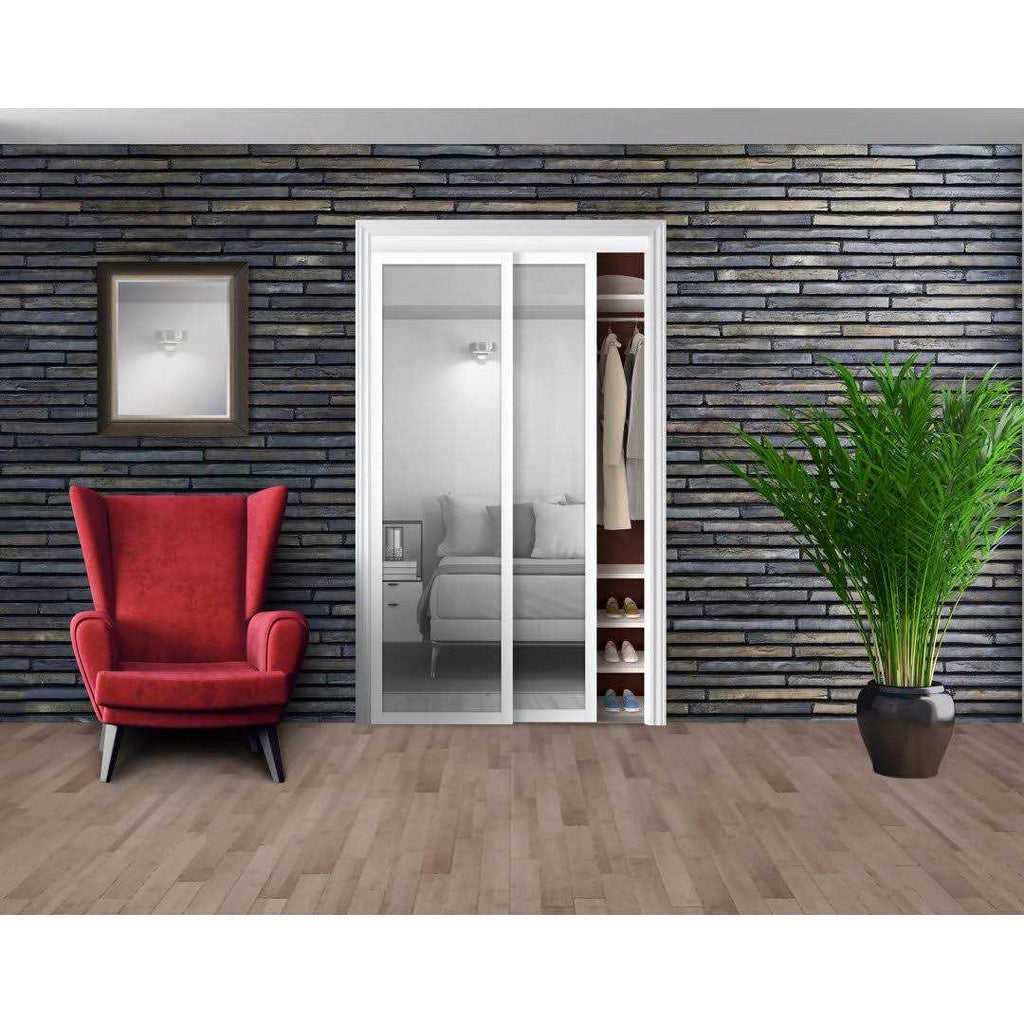 80 in. White Mirror Sliding Closet Door G48161