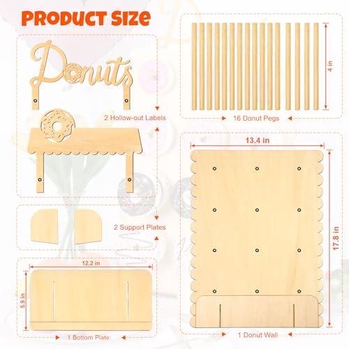 Reusable 12 Peg Wooden Donut Wall Stand N888