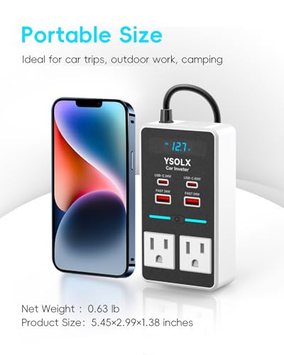 300W DC 12V to 110V AC Car Power Inverter with USB-C & USB-A E110