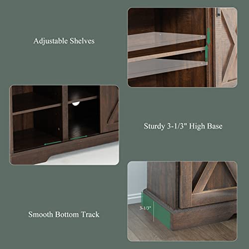 Brown Wood TV Stand with Sliding Barn Doors W4259