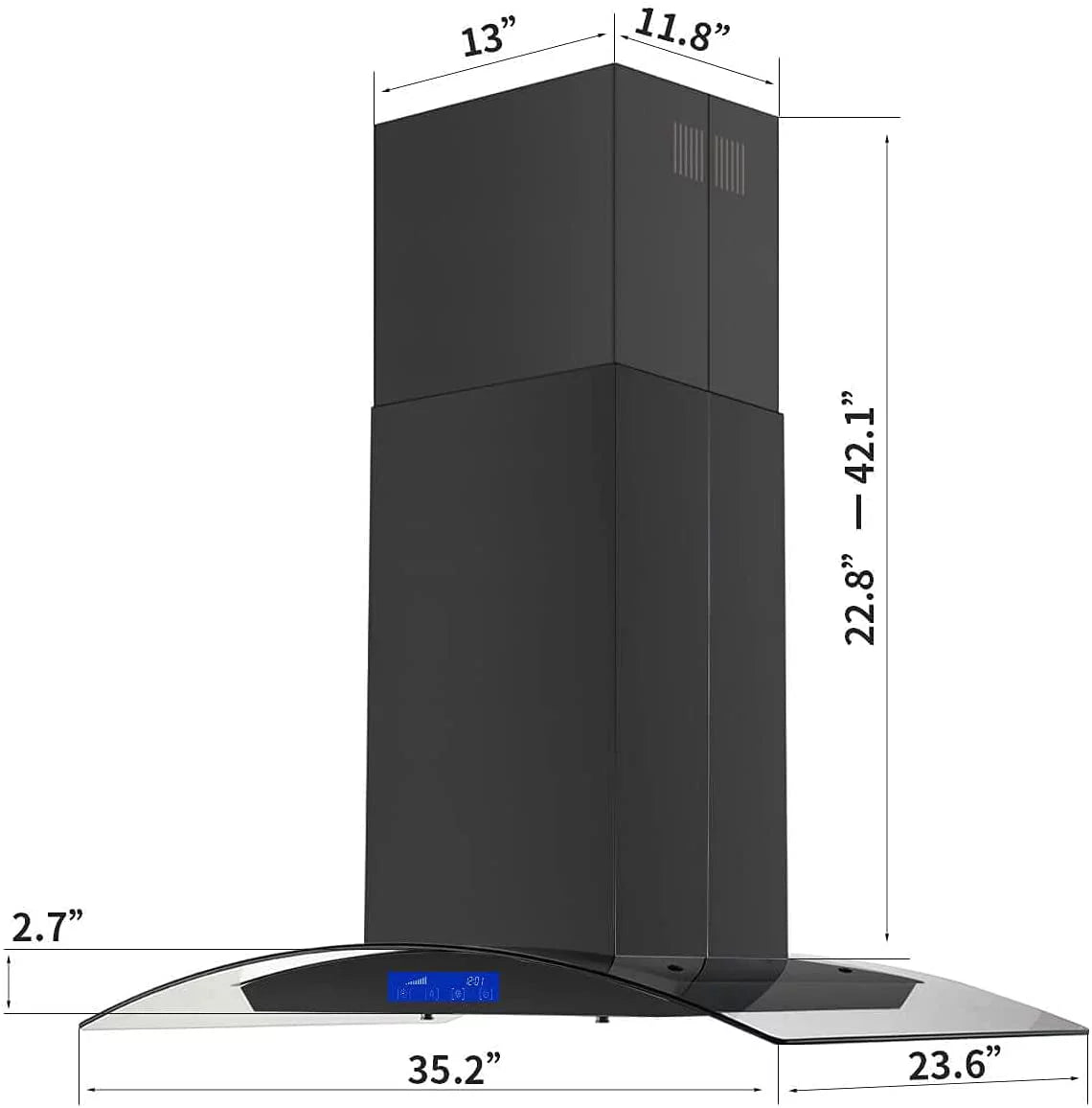 36 inch Island Mount Range Hood 900 CFM 3-Speed H194798