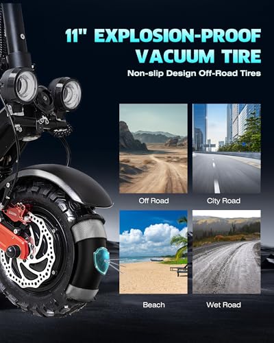 60V 6000W Dual Motor 11'' Tubeless Off-Road Foldable Electric Scooter B17430