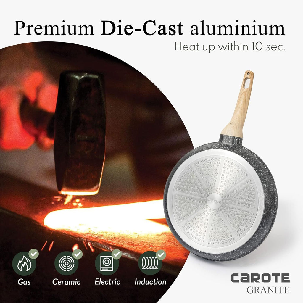 12-Inch Nonstick Granite Frying Pan with Glass Lid D278373