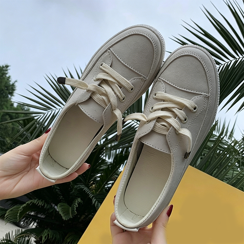 Women's Lightweight Slip-On Faux Leather Casual Low-Top Sneakers　
