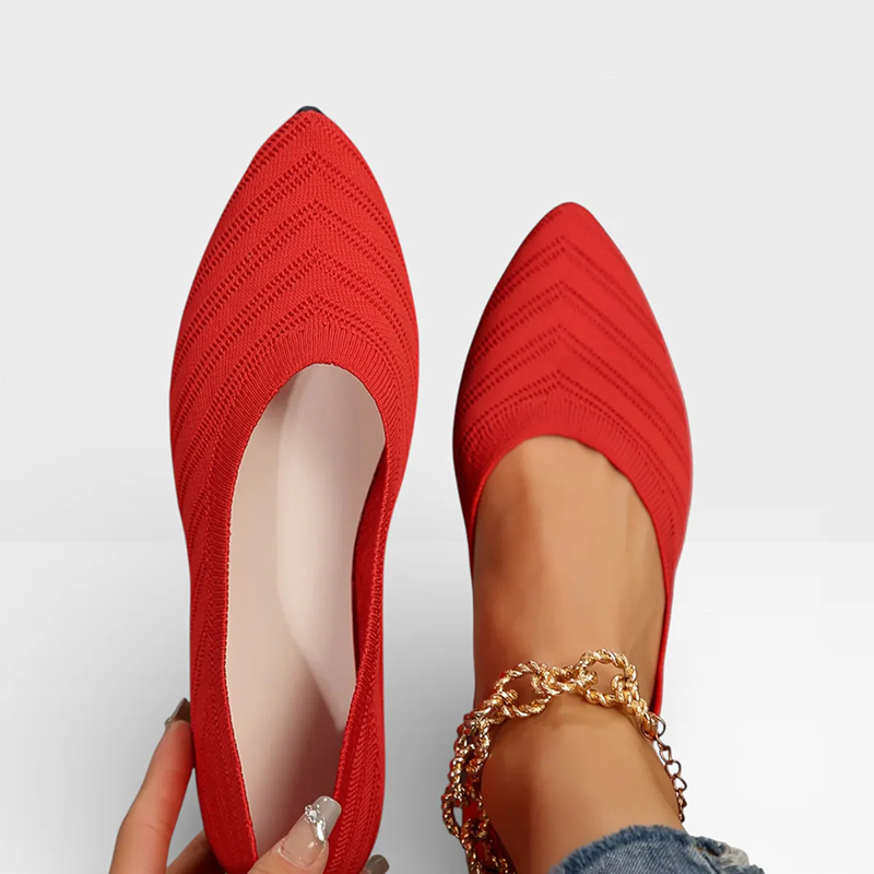 Breathable Knit Pointed Toe Flat Shoes Comfort Slip On Walking Flats for Women
