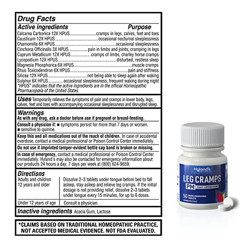 Leg Cramps PM Tablets, 50 Count D8646