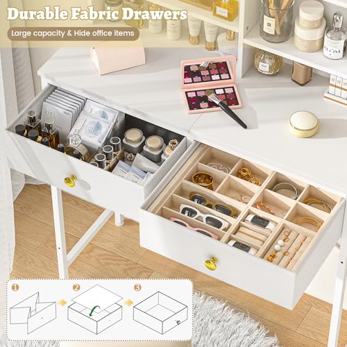 White 2 Drawer Vanity Desk B740
