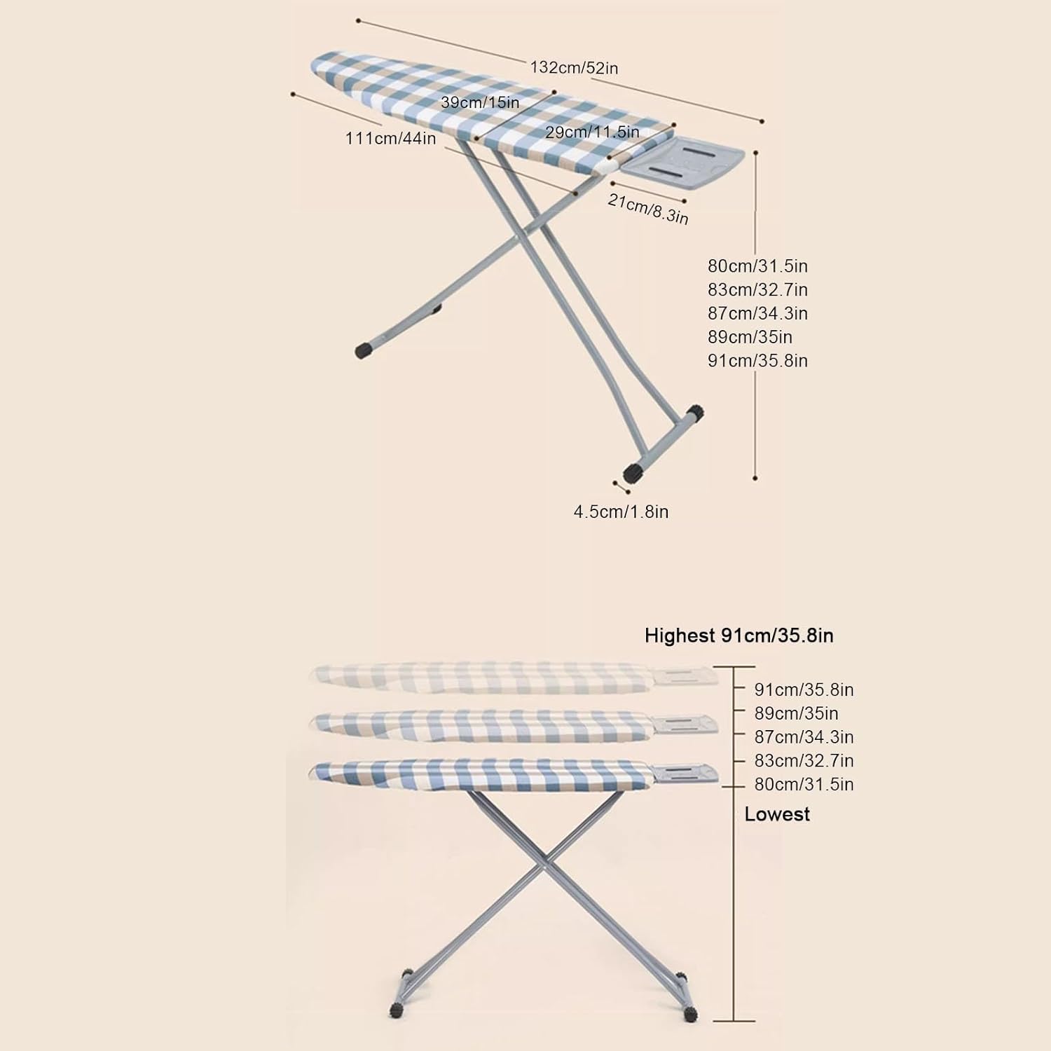 Compact Full-Size Folding Ironing Board with Iron Stand L181887