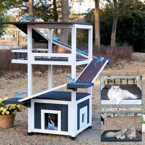 4 Tiers Cat House Weatherproof Outdoor Cat Shelter V96124