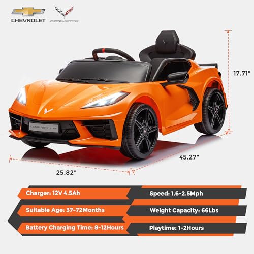 Chevrolet Corvette C8 12V Kids Electric Car Ride on Car with Remote Control U38626