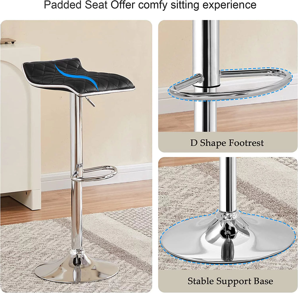 Black 5-Piece Console Table and Stool Set with 4 Adjustable Swivel Chairs Q88340