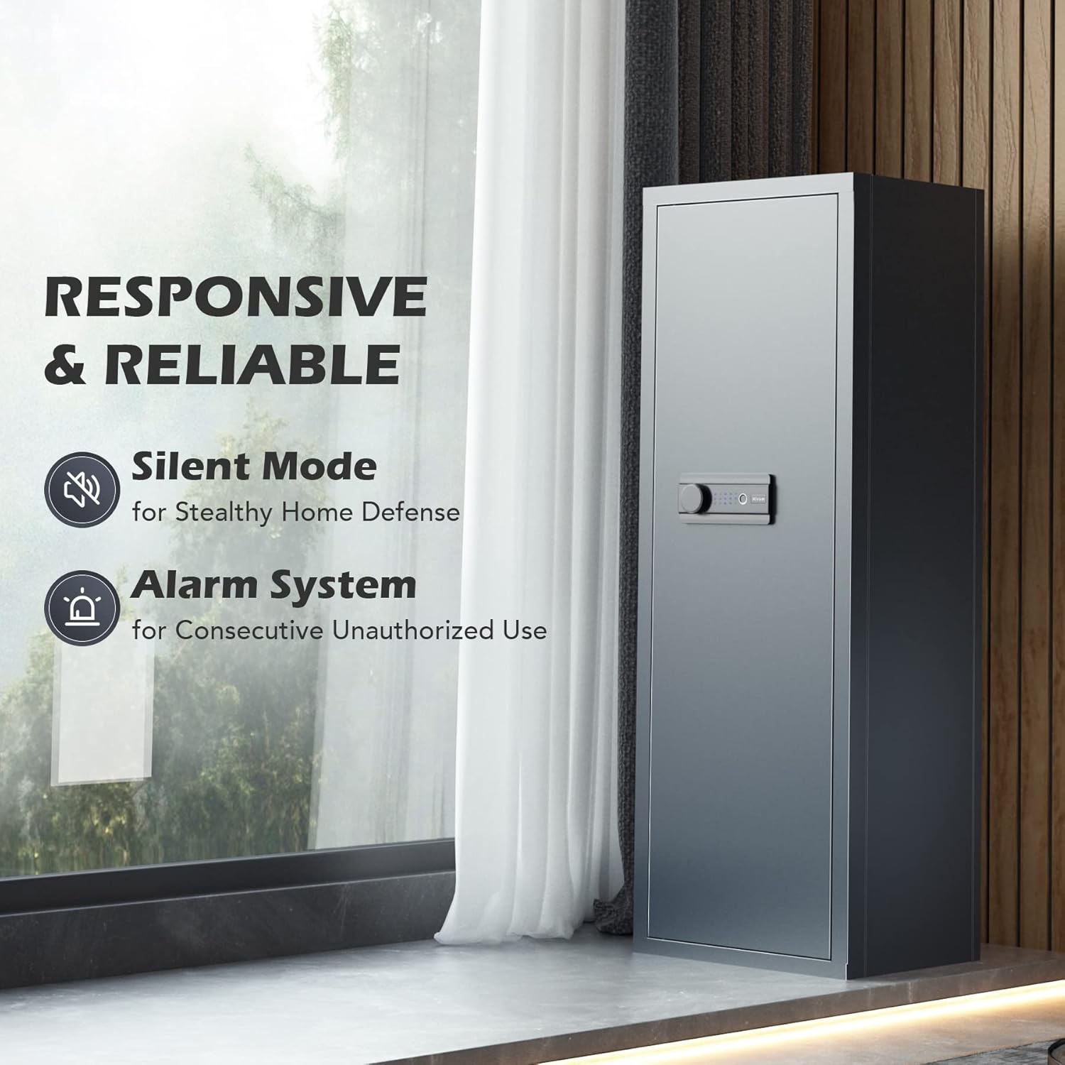 Large Gun Safe with Biometric Fingerprint Keypad Locks, 56*20*15 In W8284