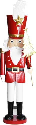 Red Christmas Metal Nutcracker Soldier Ornament on Stand W283538