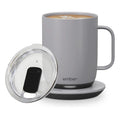 14 oz Grey Heated Coffee Mug with Splash-Proof Sliding Lid O4252