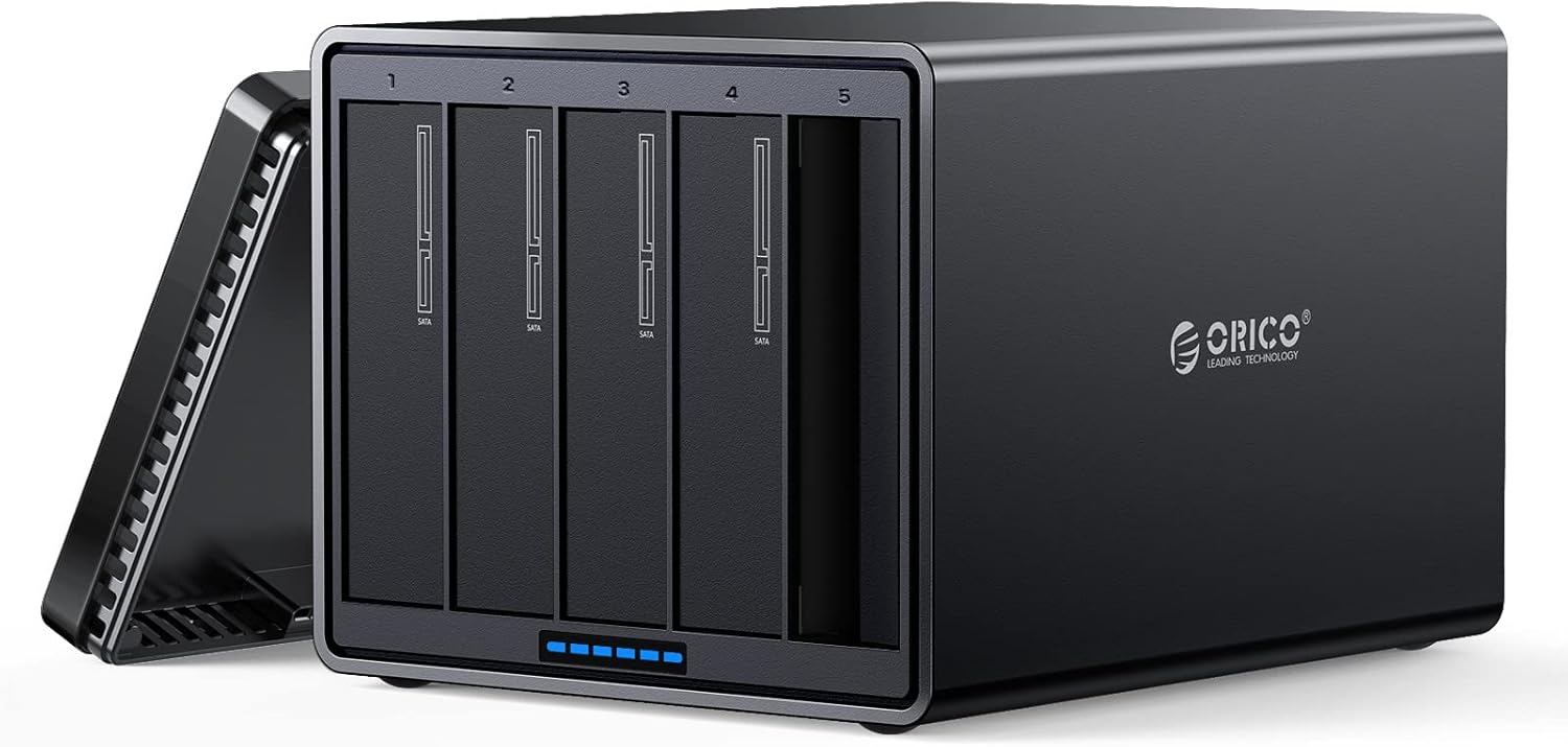 5 Bay Hard Drive Enclosure Magnetic Aluminum USB 3.0 to SATA for 3.5 inch HDD Tool Free Storage Case P802