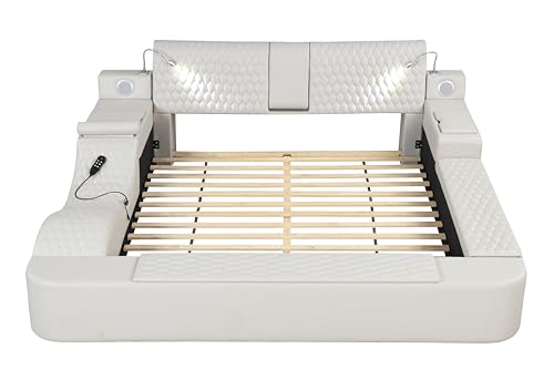 Black King Bed Frame with Adjustable Headboard and Storage Shelf B285