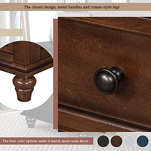 3-Drawer Wooden Nightstand with Pull-Out Tray (Blue) I701873