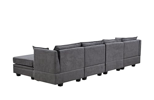 Beige Chenille 2 Piece L-Shape Modular Sectional Sofa T4007