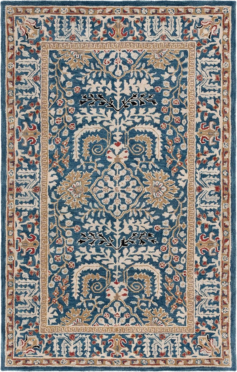 X-Large Dark Blue & Multi Handmade Traditional Oriental Wool Area Rug C99656