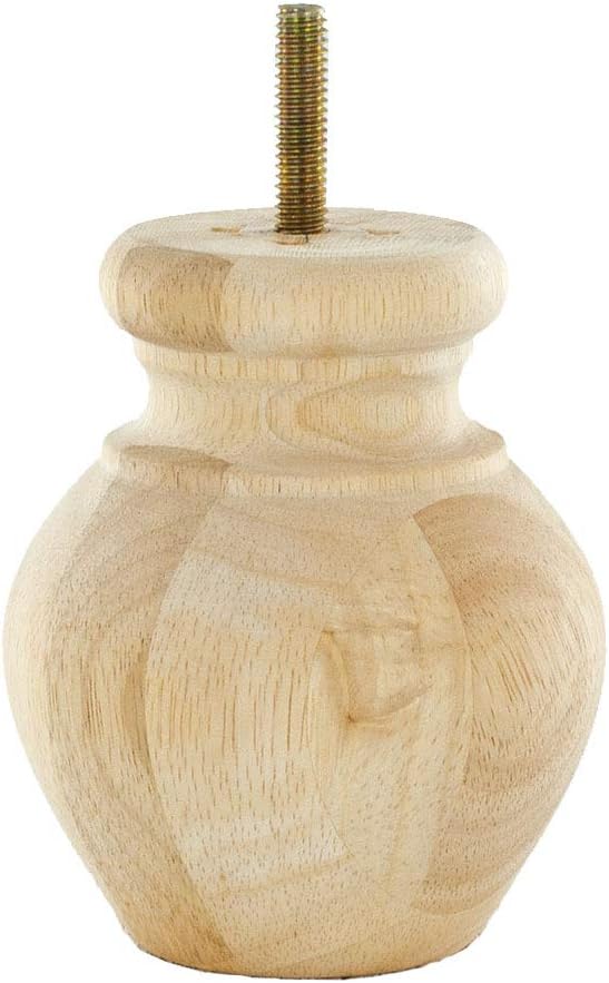 4 Pack Unfinished Solid Hardwood Round Bun Foot I477
