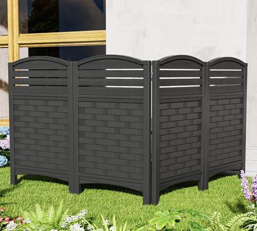 4 Panels Resin Privacy Screen with Metal Stake B828