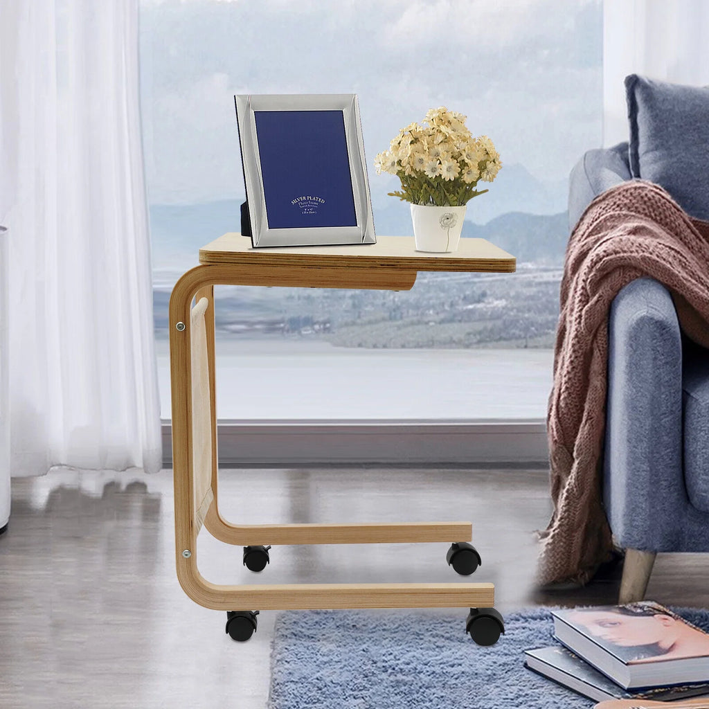 C-Shape Sofa Side Table Laptop Coffee End Table Rolling Table Desk Stand Cart N668