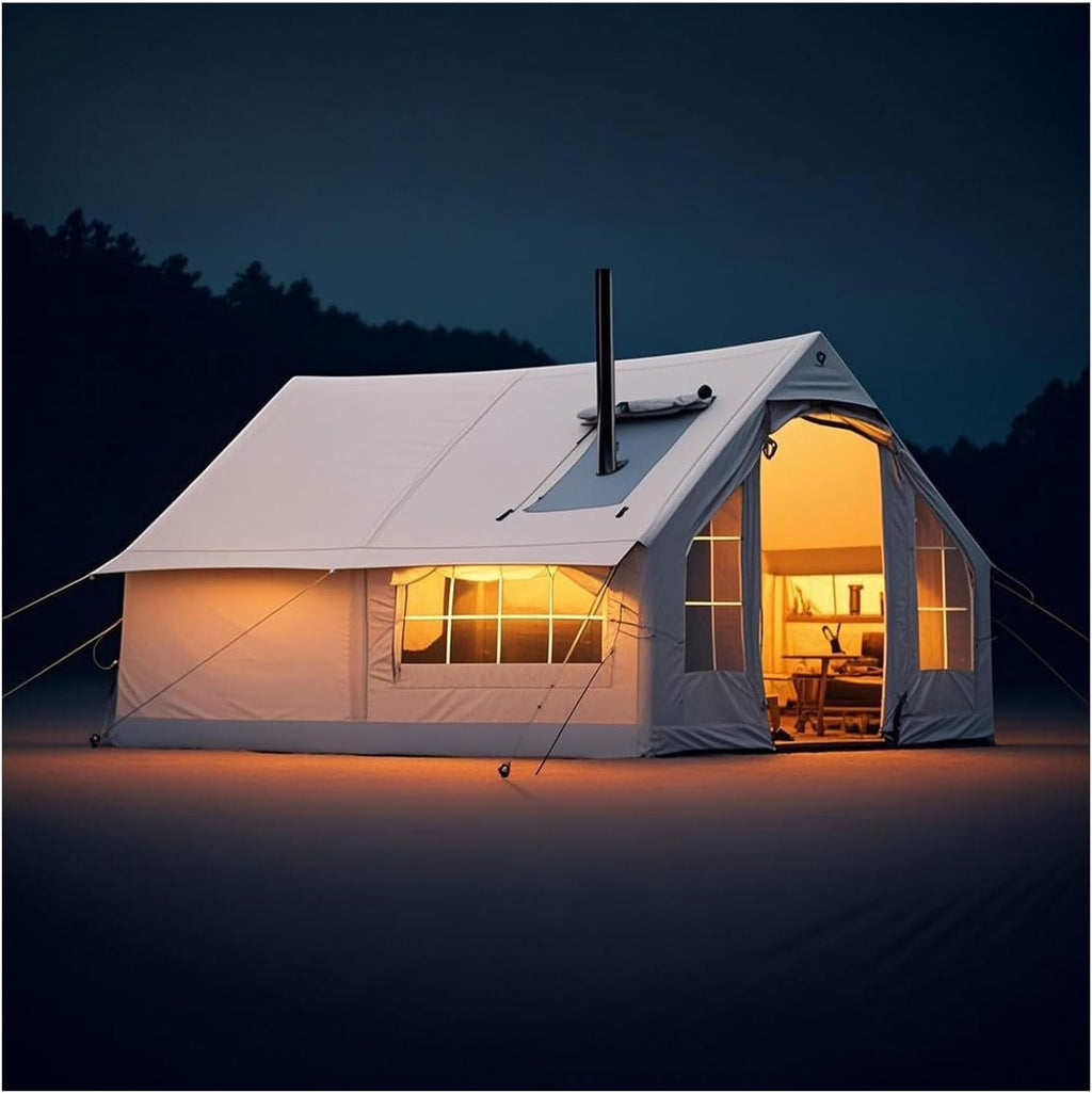 Inflatable Camping Tent with Chimney Opening, 6-8 People with Air Pump & Skylight, 4 Seasons G21262