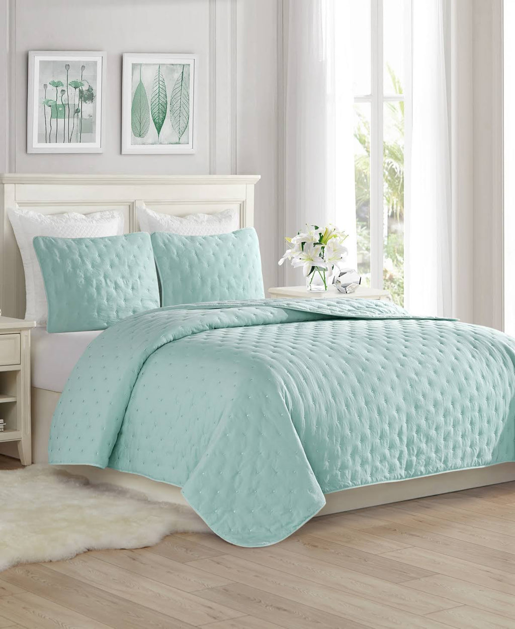3PC Lightweight Quilt Bed Set - Mint - Full/Queen W58959