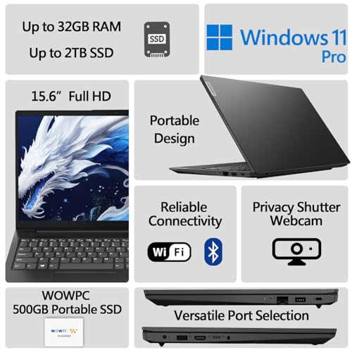 15.6" FHD Laptop with 16GB RAM, 256GB SSD, Intel Quad-core Processor, Windows 11 Home H33493