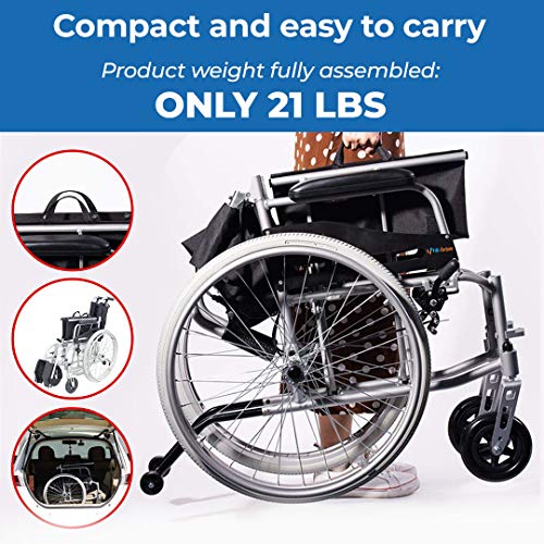 Blue Lightweight Self-propelled Wheelchair with Travel Bag and Cushion C189