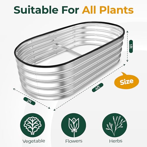 Dark Grey Metal Raised Garden Bed Kit 6x2x1ft H1412