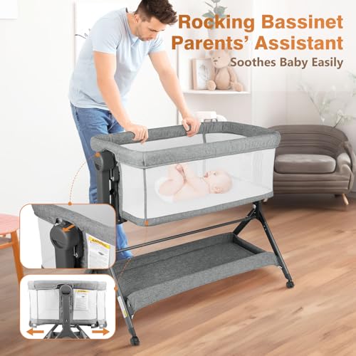 Grey 3-in-1 Rocking Bassinet with Mattress G71889