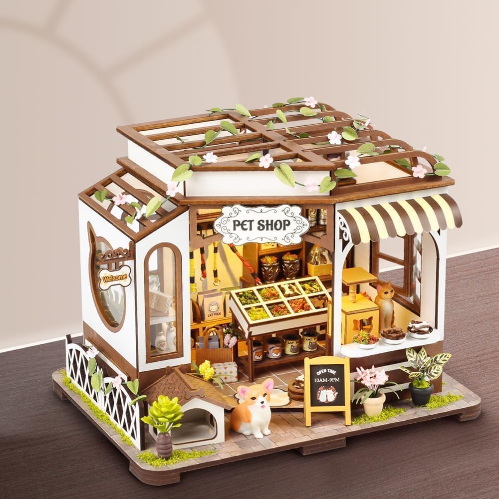 3D Wooden Miniature Dollhouse Kit with Furniture and Light U2559