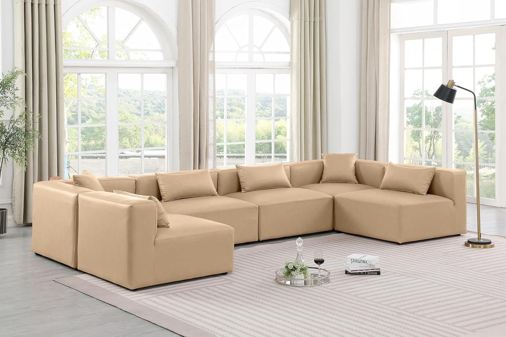 Tan Vegan Leather Modular Sectional S50003