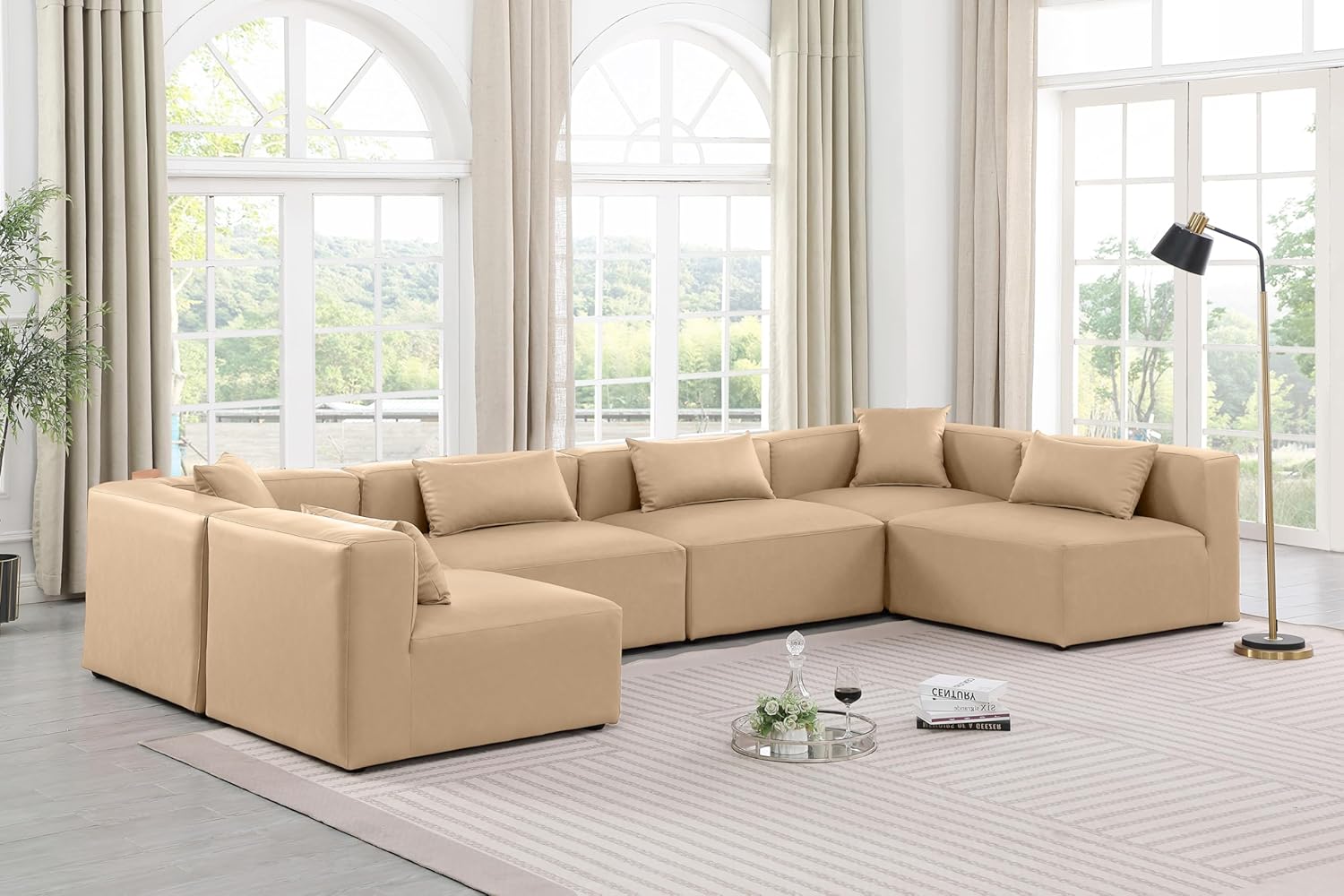 Tan Vegan Leather Modular Sectional S50003