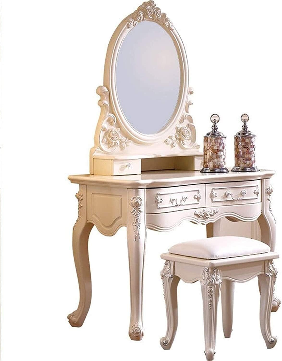 Solid Wood Dressing Vanity Table with Stool A490558
