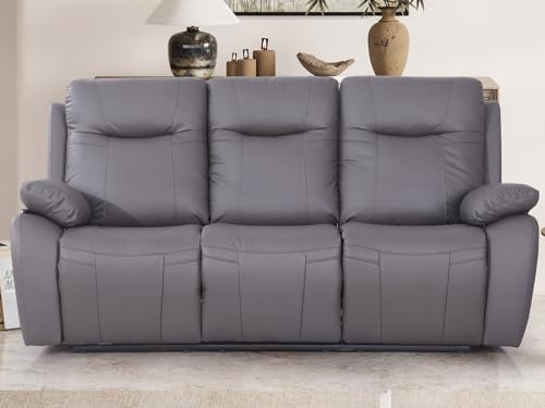 Black Oversized Manual Leather Recliner Sofa Couch with Cup Holders B828
