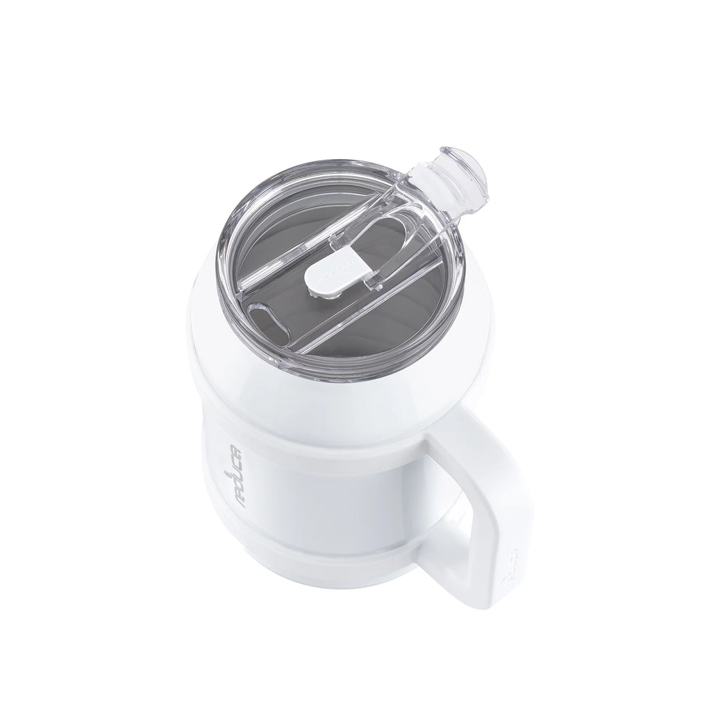 White 50 fl oz Vacuum Insulated Stainless Steel Mug with Lid and Straw I67009