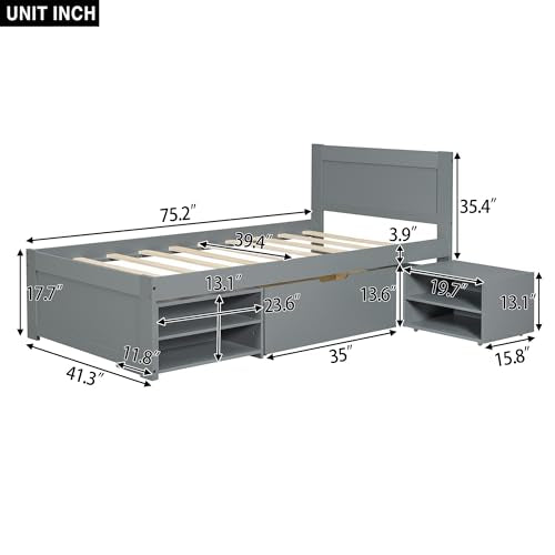 White Full Size Wood Platform Bed with Storage M3363