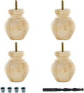 4 Pack Unfinished Solid Hardwood Round Bun Foot I477
