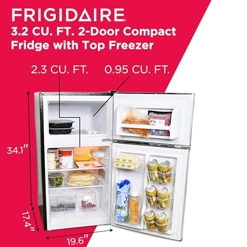 Compact Stainless Steel Top-Freezer Refrigerator, 3.2 cu ft Double Door Z50100
