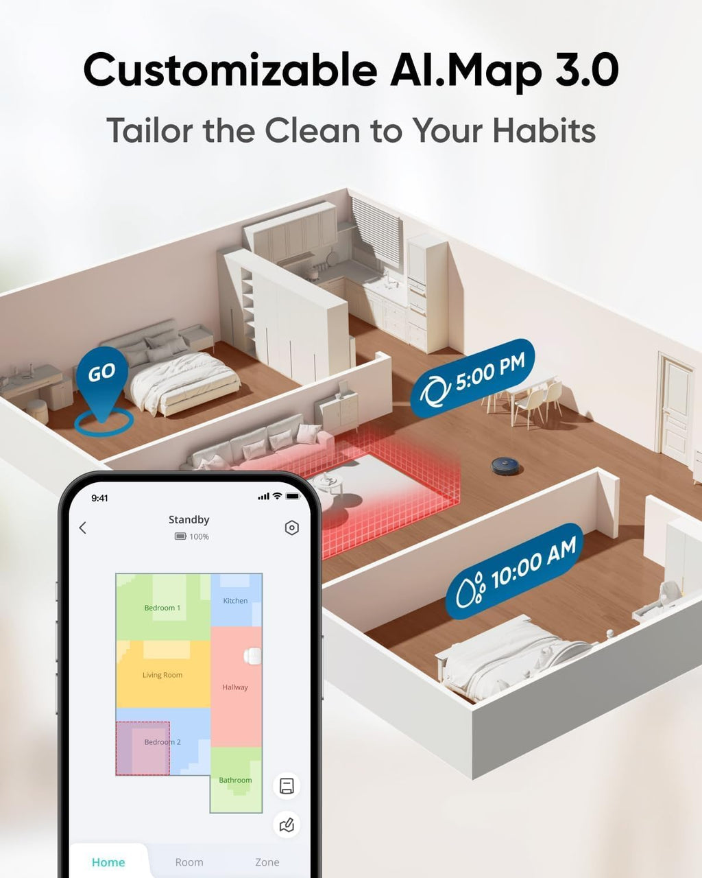 Robot Vacuum and Mop with 8,000 Pa Suction, Dual Mops with Auto-Lift, Carpet Detection, AI Obstacle Avoidance, Auto Mop Washing, Auto Drying, Self-Emptying L715