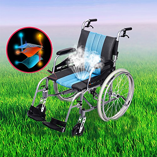 Blue Lightweight Self-propelled Wheelchair with Travel Bag and Cushion C189