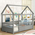 Twin Size House Bed with High Fence M1423