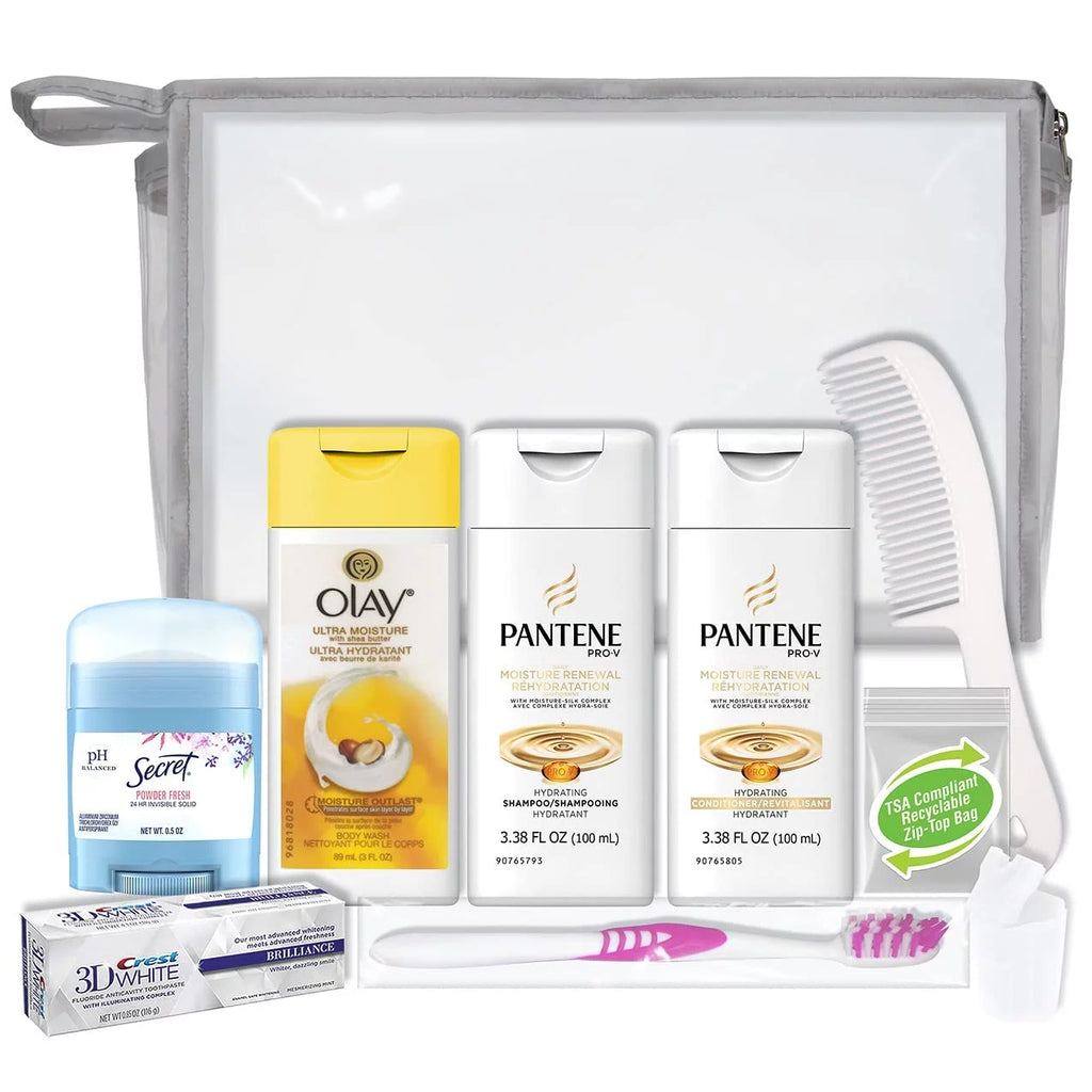 10-Piece Deluxe Kit with Travel Size TSA Compliant Essentials in Reusable Toiletry Bag Z753197